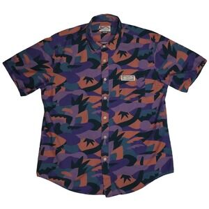 PSI Party Shirt International Men's M Purple Orange Hawaiian Short Sleeve